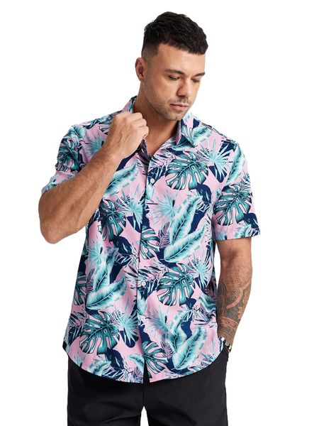 

extended sizes men tropical print shirt 73cn#, White;black