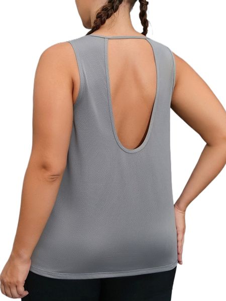 

plus cut out back sports tank 51nu#, Black