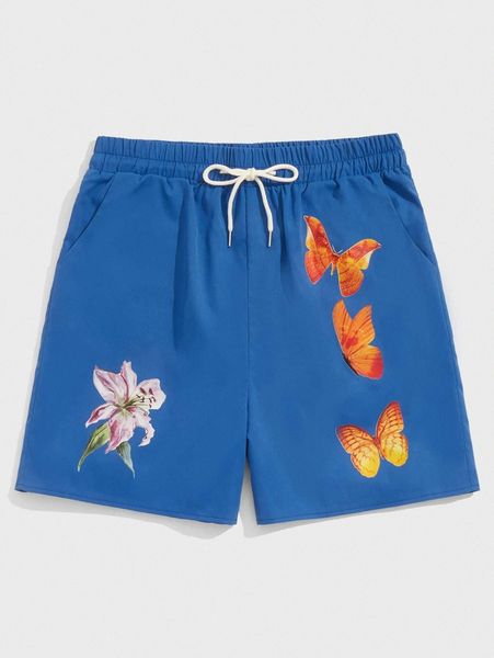 

romwe guys butterfly print shorts j1ez#, White;black