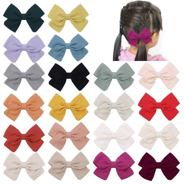 

simple children's hair accessories ins solid color fabric bow hair clip sweet girl horsetail clip 2447, Slivery;white