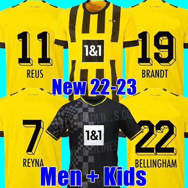

haaland reus 21 22 camiseta de fÃºtbol 2021 2022 chandal de fÃºtbol bellingham sancho hummels brandt hombres + kit para niÃ±os camisa de la soc, Black;yellow