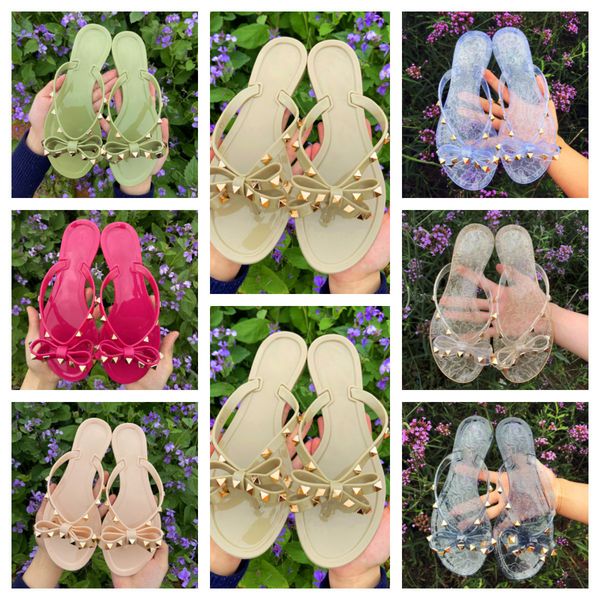 

v rivet slipper jelly clear crystal beach flats bottom slipper summer women roman stud flat mule sandal slippers rock rivets stuffies fashio, Black