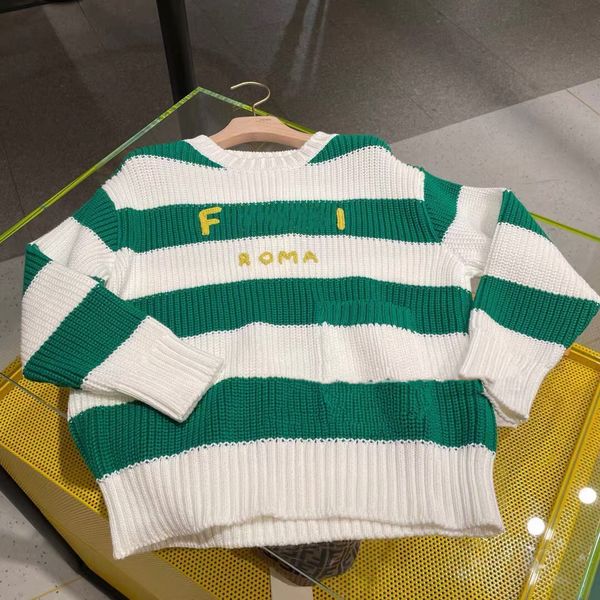 

boys girls pullovers baby sweaters kids designer clothes green stripe pullover sweater with pocket o-neck 2022 long sleeve 100% pure cotton, Blue