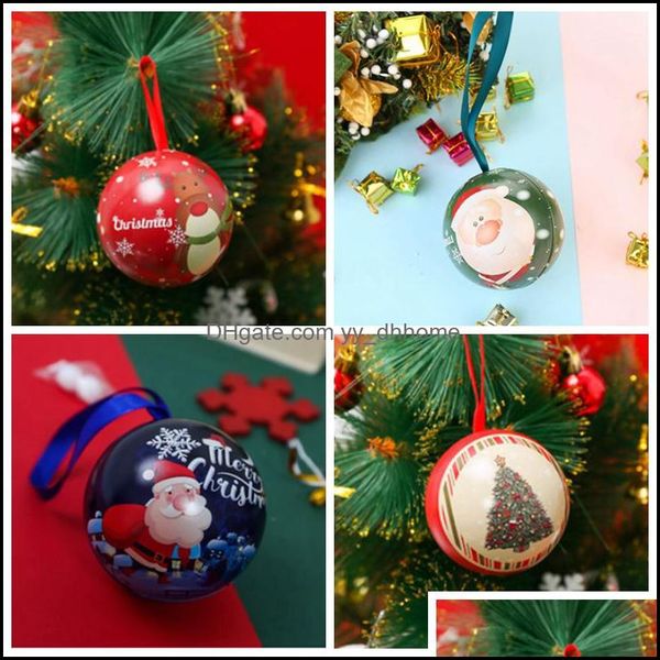 Enrole de presente New Chege Box Christmas Ball Ball Round Candy convidados Dhyfr