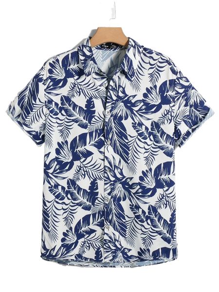 

men tropical print shirt 05kp#, White;black