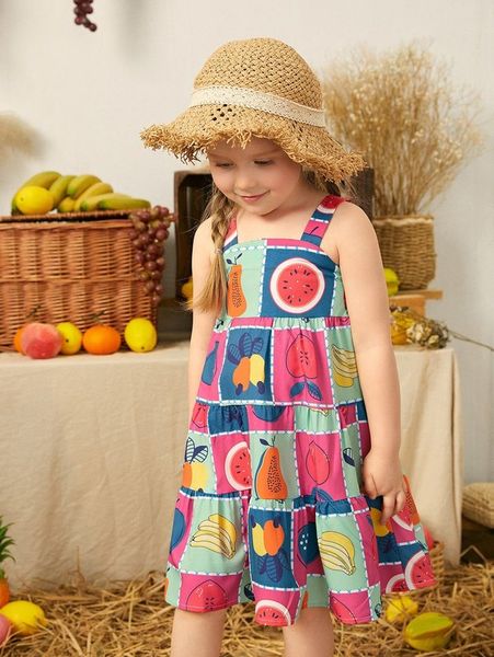 

toddler girls fruit print cami dress she, Red;yellow