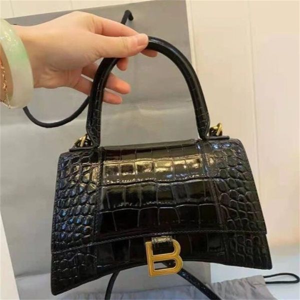 

handbags explosive balencaigass fashion bags high hourglass version b home women's leather crocodile pattern advanced single shoulder d