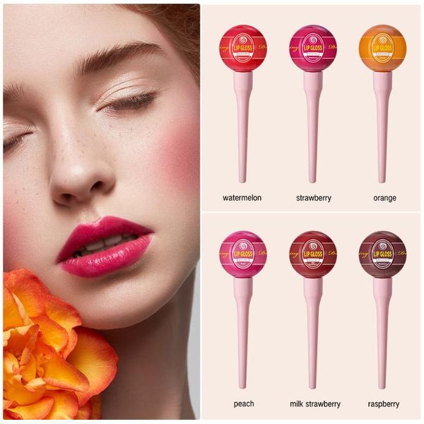 Lip Gloss fofo Lollipop hidratante batom líquido fosco de veludo vermelho Lipglels Lips Lips Lips Lips Magias Girls Presente 6Mllip