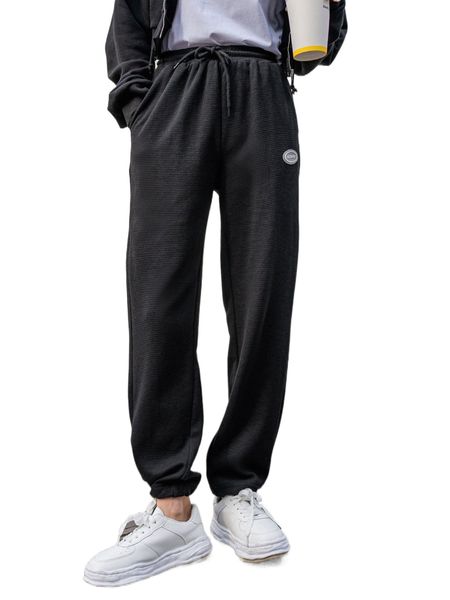 

dazy drawstring waist patch detail sweatpants i9cs#, Black;white