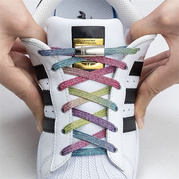

magnetic shoelaces elastic no tie shoe laces flat locking shoelace kids sneakers lazy laces  fits all shoes 220713, White;pink