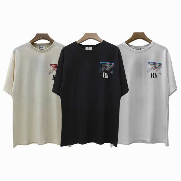 

2022 newtrendy rh limited rhude leisure high street hip hop summer new loose round neck short sleeve t-shirt, White;black