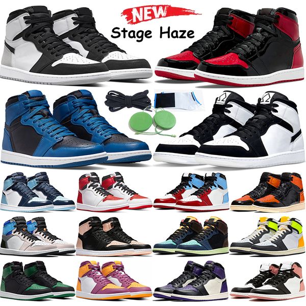 

men women high og 1s stage haze basketball shoes diamond dark mocha patent bred homage to home panda university blue jumpman1s chicago pine