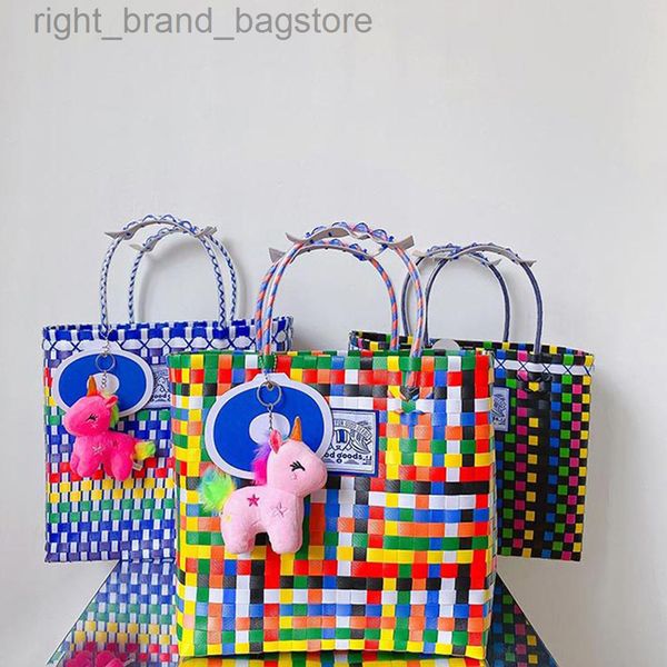 

woven basket bags for women handbags fashion color plaid designer bags mini handmade tote bag 2022 shoulder bag shopper clutch w220813