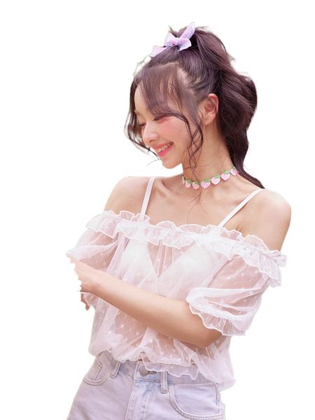

kawaii lace off shoulder without bra g2gc#, White