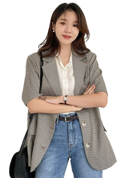 

dazy plaid single breasted blazer a9xi#, White