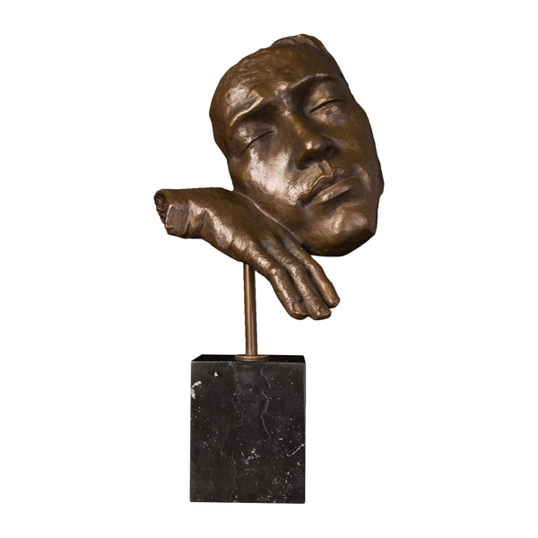 

bronze abstract statue people face sculpture thinking man head figurine art home decoration accessories, Silver