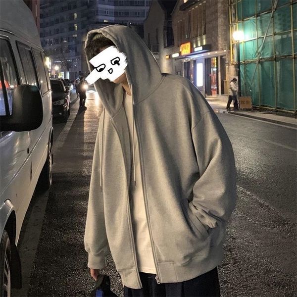 

men comfy pure zip up hoodies autumn fleece hooded sweatshirt men hip hop hoodie for men classic hoody pullover white 220720, Black