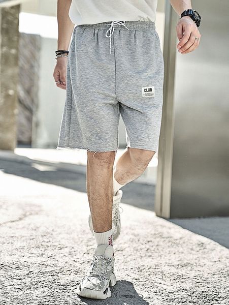 

men letter patched drawstring waist shorts m22m#, White;black
