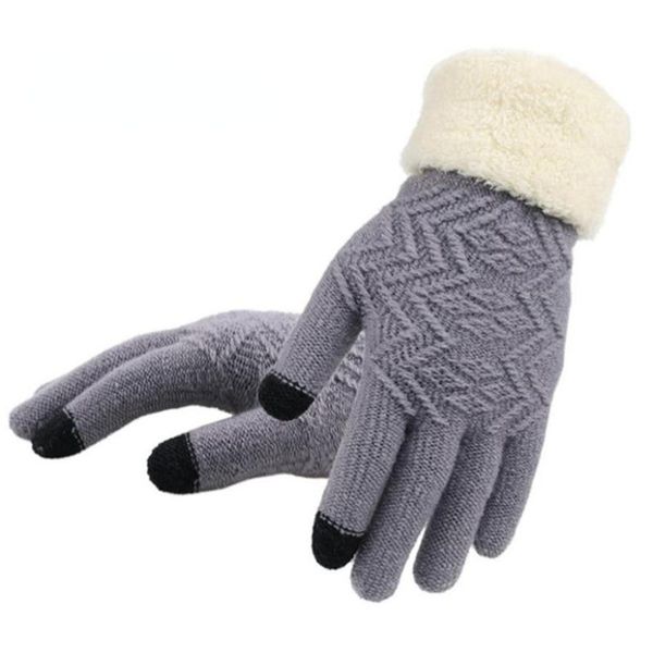 Пяти пальцев перчатки зима теплые вязаные женщины модные вязаные рукавицы женские густые плюшевые запястье. Оптом 2022
