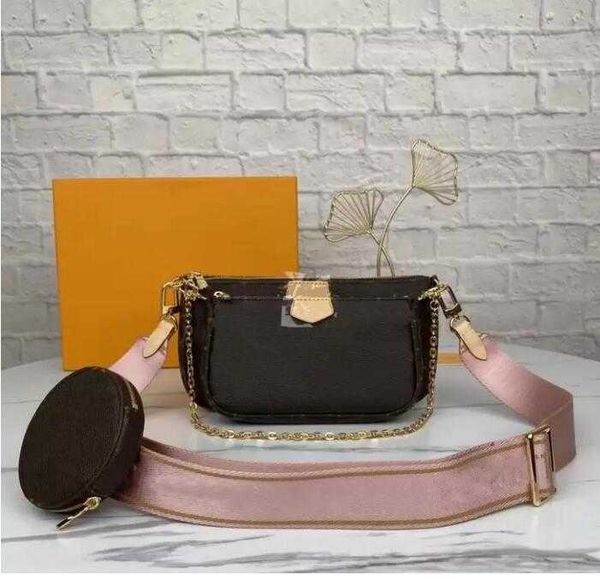 

2022 designer 3pcs/set shoulder straps shoulder bags luxury lady messengerbag genuine leather handbag wallet ladys shopping bag