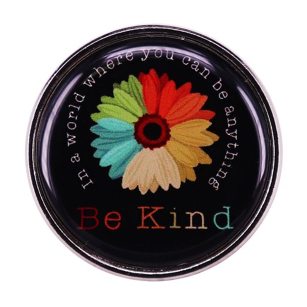 

in a world where you can be anything be kind lapel pin positive quotes flower badge jewelry, Blue