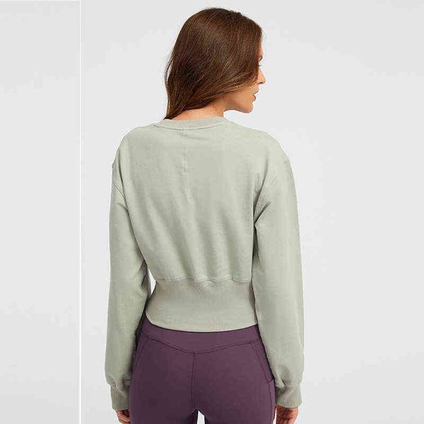 

lu women's shirt yoga sport crop gym clothing fitness long sleeve pulovers sportswear s tracksuit, Black