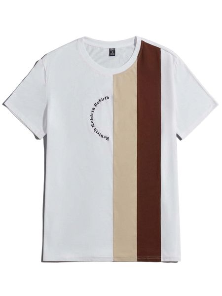 

romwe guys letter colorblock tee 08kq#, White;black
