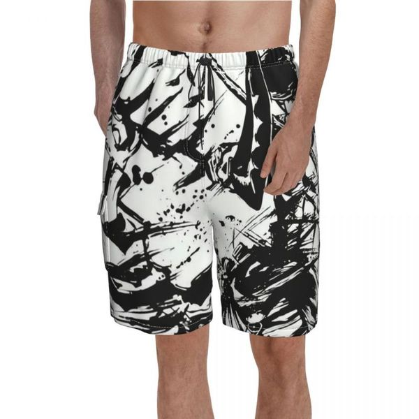 Erkek şort tek parçalı 3D baskı moda mayo plaj giyim plaj luffy anime gevşek rahat koşu erkekler kısaçaları