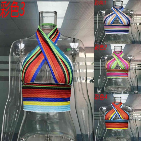 

women's tanks & camis 2022 women's color hanging neck sleeveless slim knit cross wear 5qok, White
