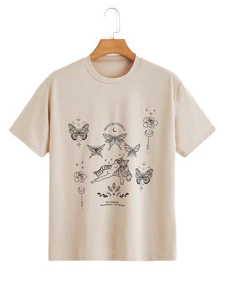 

butterfly & letter graphic tee m8bz#, White