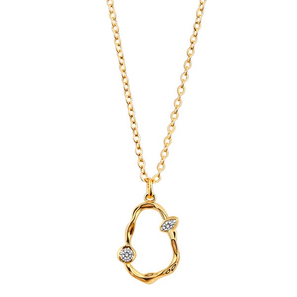 

18k gold openwork plated pendant necklace fashion elegant rhinestone necklaces gift for woman jewelry, Silver