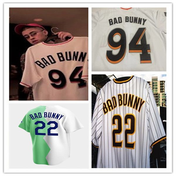 Camisa de beisebol Maimi Bad Bunny branca com bandeira de Porto Rico totalmente costurada SD 22 BadBunny tamanho S-4XL masculino feminino jovem