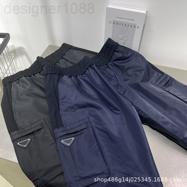 

men's pants designer [correct version]autumn and winter new p family triangular work clothes pocket trouser leg zipper men's women, Black