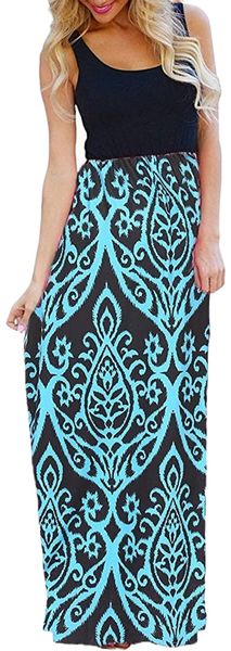 

women's casual sleeveless loose plain maxi dresses summer floral bohemain beach long dresses with pockets z453#, White;black