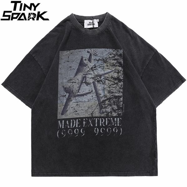 

hip hop oversize washed tshirt men streetwear letter graphic print t shirt harajuku cotton loose short sleeve t-shirt black 220427, White;black