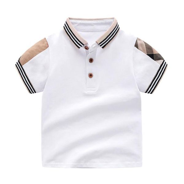 

children t-shirt tees summer kids clothing baby t shirts boys and girls cotton short sleeve lapel plaid2822, Blue