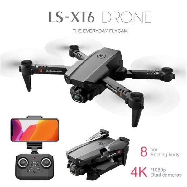 

lsrc ls-xt6 mini wifi fpv with 4k/1080p hd dual camera altitude hold mode foldable rc drone quadcopter rtf205i