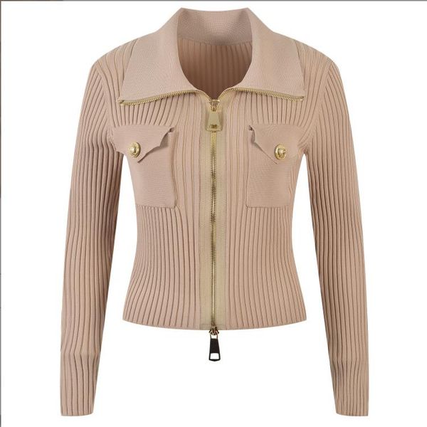 

711 2022 milan runway spring summer brand same style sweater long sleeve lapel neck white black cardigan striped womens yl