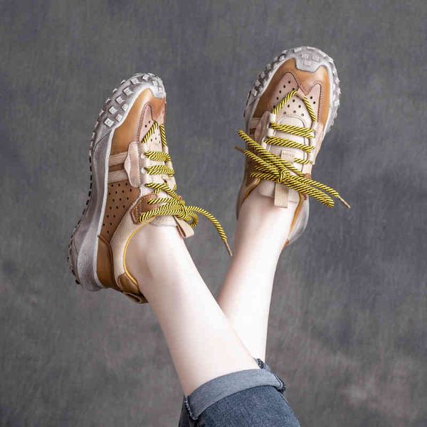 

sandals spring handsome british style leather lace up perforated color matching women's shoes thick soled single 7qyc, Black