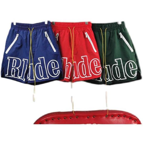 

men's shorts european and american high street fashion brand rhude pill zipper shorts casual capris summer men's sports basketball, White;black