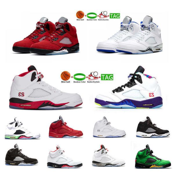 

basketball shoes 5 men 5s racer blue bluebird oreo raging bull what the fire red mens womens outdoor trainers sneakers, Black