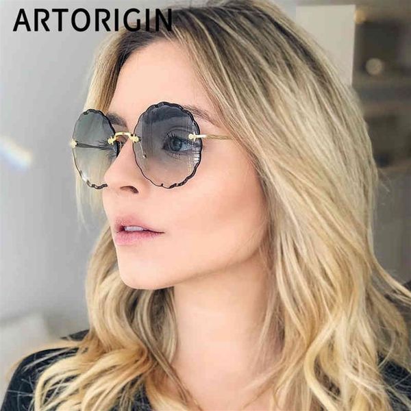

luxury round sunglasses women brand designer rimless sun glasses for female tint fashion rosie eyewear cx200704220u, White;black
