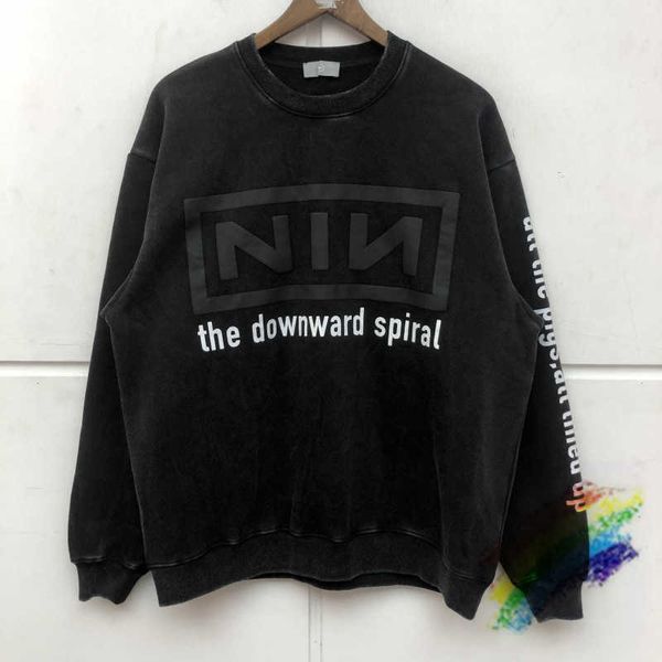 

oversized foaming embroidery sweatshirts men women crewneck, Black