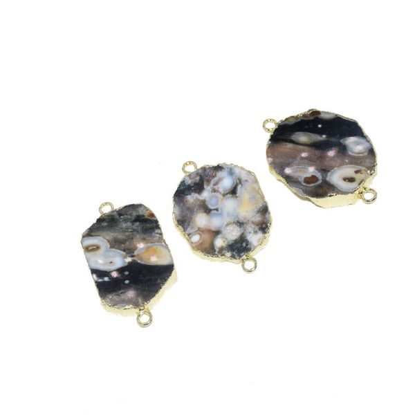 Collane con ciondolo Gemma in pietra naturale Connettore con ciondolo Collana da donna Agate piatte Fetta Placcatura in oro Gioielli Pietre grandi Ciondolo femminile casuale