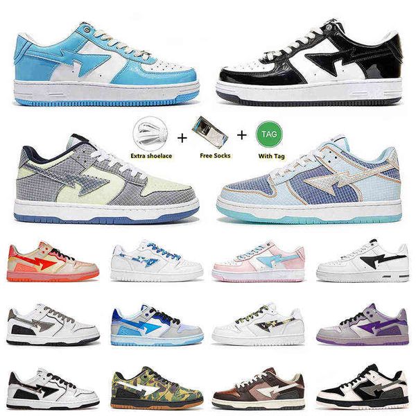 

mens women designer casual shoes bapestas baped platform luxury black white blue pastel pink camo combo mist grey men bapesta fashion