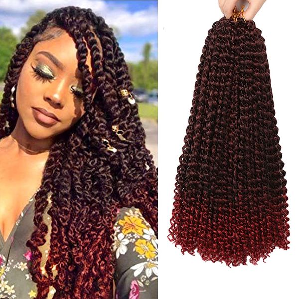 Cabelo torcido de paixão cabelo de crochê ondulado para mulheres negras, cabelo trançado boêmio longo de 18 polegadas, extensões de cabelo de tranças de crochê estilo borboleta LS06