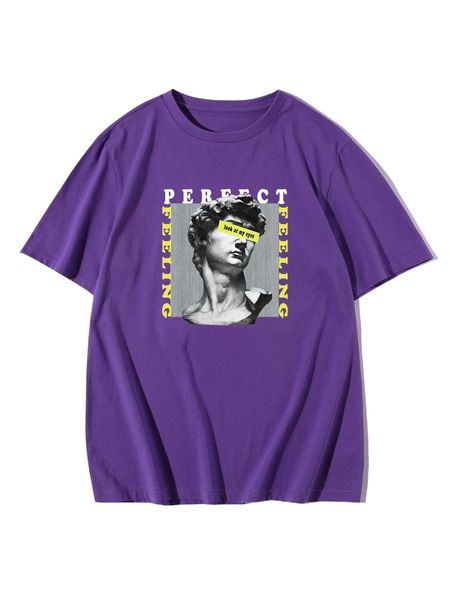 

men sculpture & slogan graphic tee u4ye#, White;black