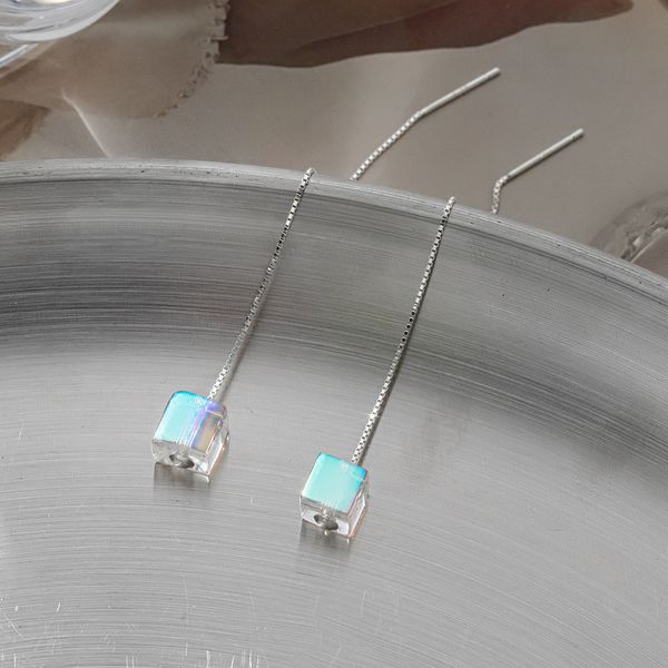 

s925 silver sugar earrings ins personality fashion simple tassel color temperament sweet earrings accessories, Golden;silver