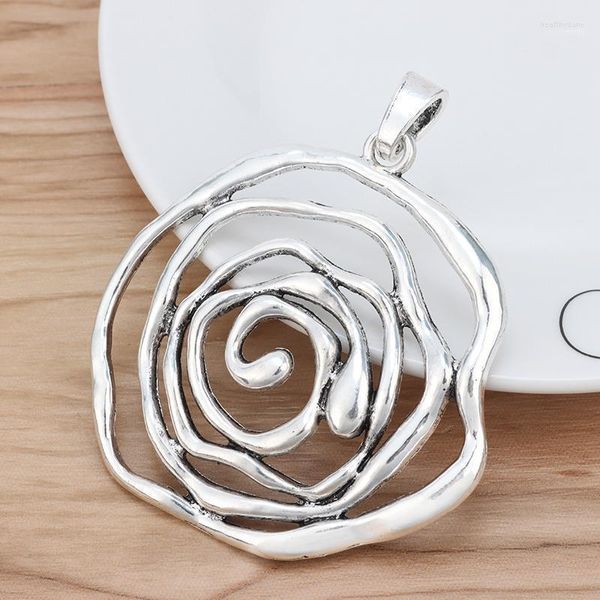 Kolye Kolyeler 2 Parça Tibet Gümüş Büyük Açık Spiral Swirl Vortex Charms Kolye Mücevherat için Altlar Yapma Bulguları 74x72mm İyileştirme