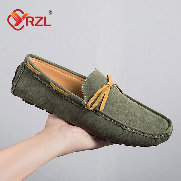 

fashion green loafers men moccasins suede leather couple casual shoes big size 36-48 flats male driving shoes, Black